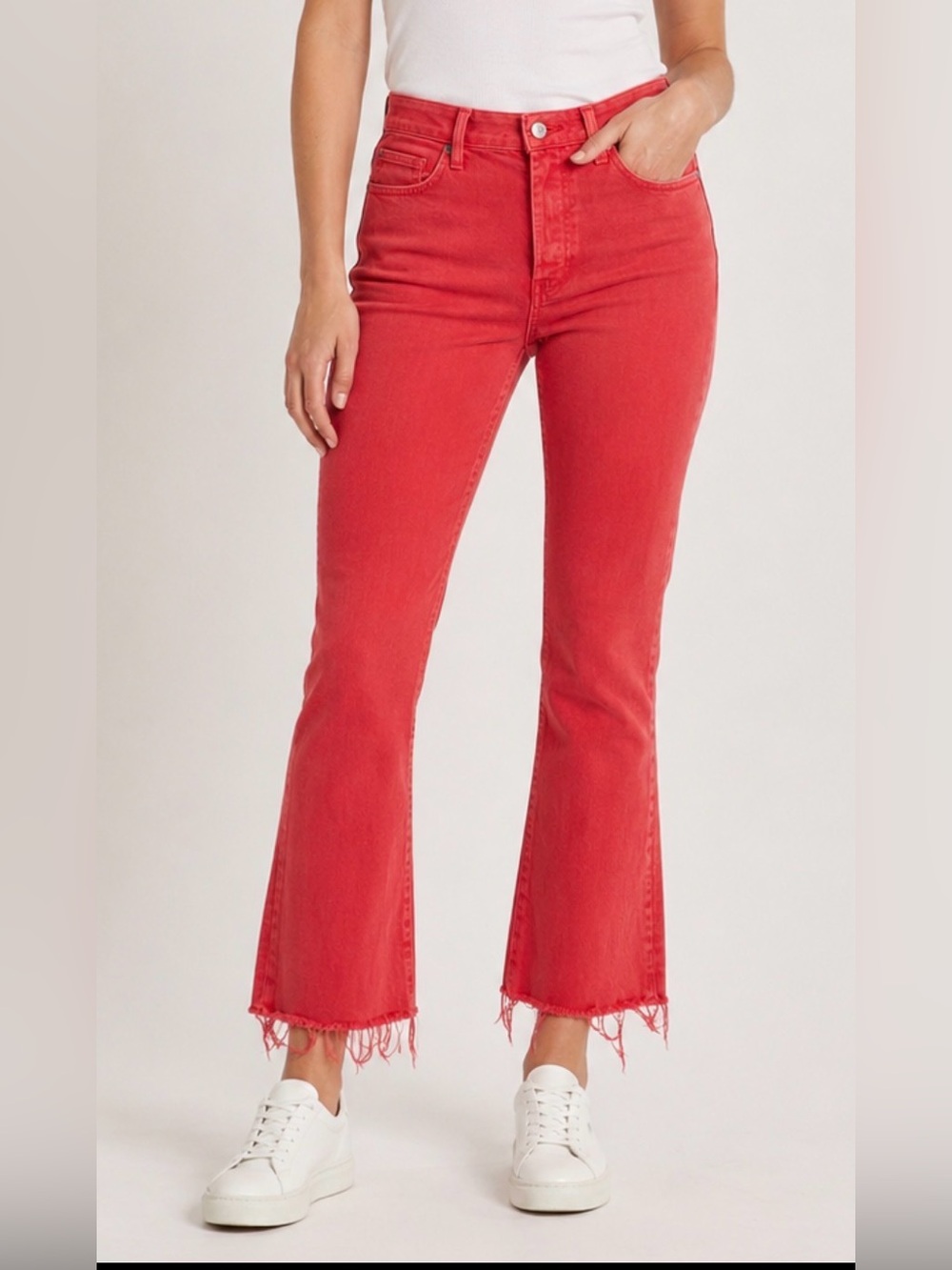 Mother Hustler Ankle Fray in Mars Red‎ High Rise Bootcut Crop Jeans 27